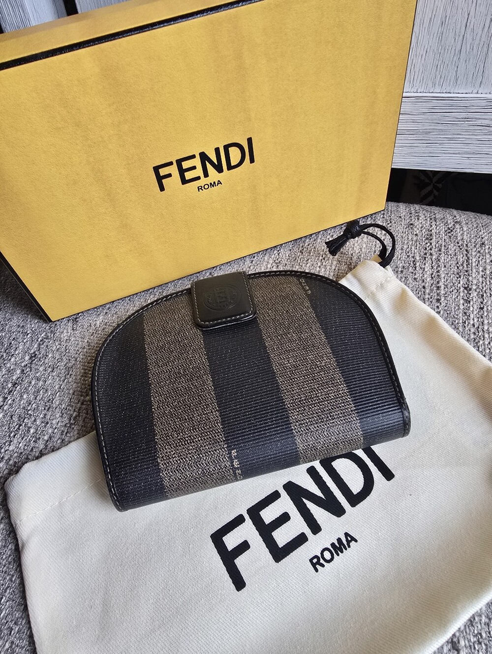 Authentic Fendi Pequin Striped Wallet